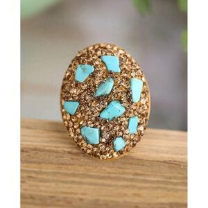 Gold and Turquoise Statement Ring